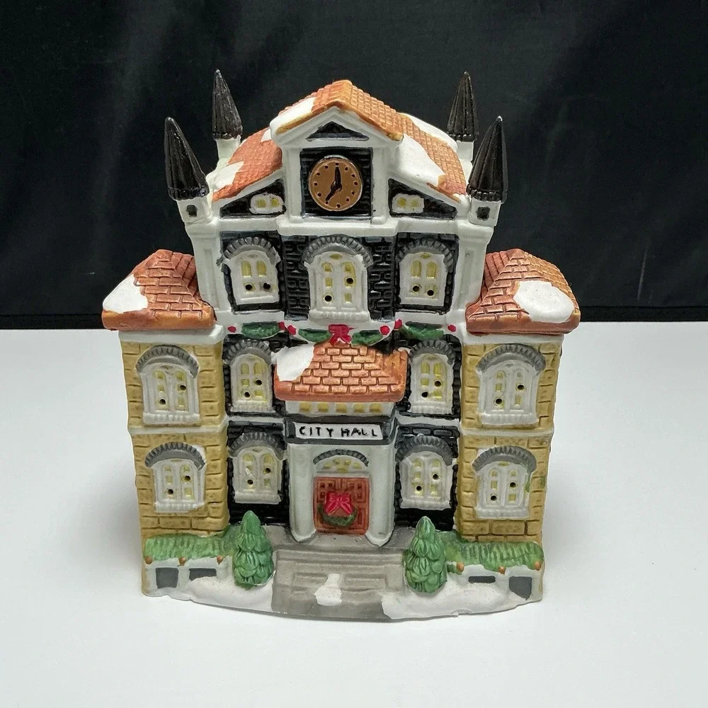 1994 TRIM A HOME HOLIDAY HOME MEMORIES CERAMIC CITY HALL - 7.5
